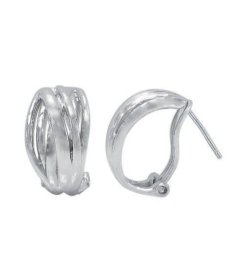 Criss Cross Clip Earrings, Sterling Silver