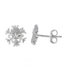 Snowflake Stud Earrings, Sterling Silver