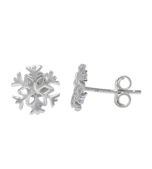 Snowflake Stud Earrings, Sterling Silver