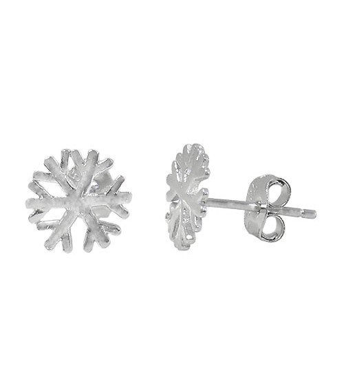 Snowflake Stud Earrings, Sterling Silver