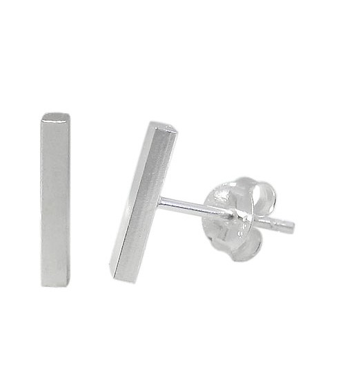 Four-Side Bar Stud Earrings, Sterling Silver