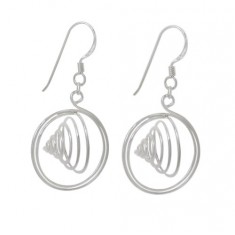 Fancy Spiral Dangle Earrings, Sterling Silver