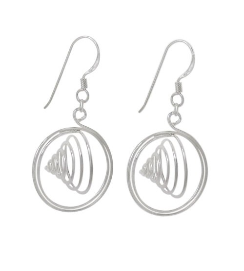 Fancy Spiral Dangle Earrings, Sterling Silver