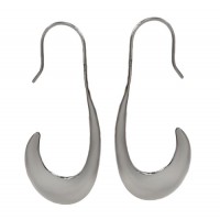 Hook Shape Dangle Earrings, Sterling Silver