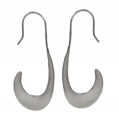 Hook Shape Dangle Earrings, Sterling Silver