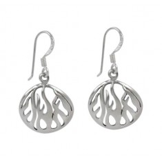 Oval Flame Dangle Earrings, Sterling Silver