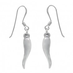 Italian Horn Dangle Earrings, Sterling Silver