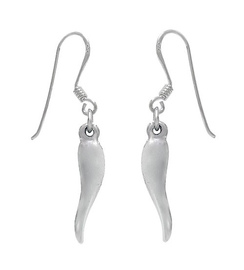 Italian Horn Dangle Earrings, Sterling Silver