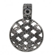 Smooth Round Oxidize Plated Pendant, Sterling Silver