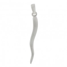 Smooth Italian Horn Pendant, Sterling Silver
