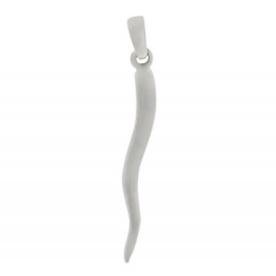 Smooth Italian Horn Pendant, Sterling Silver