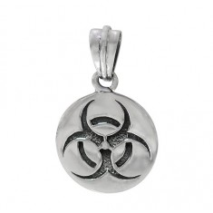 Round Toxic Symbol Pendant, Sterling Silver