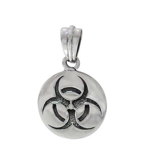 Round Toxic Symbol Pendant, Sterling Silver