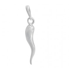 Smooth Italian Horn Pendant, Sterling Silver