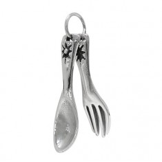 Spoon & Fork Pendant, Sterling Silver