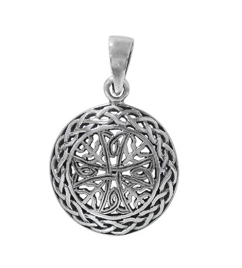 Filligree Pendant with Curved Frame, Sterling Silver