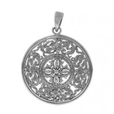 Round Filligree Design Pendant, Sterling Silver