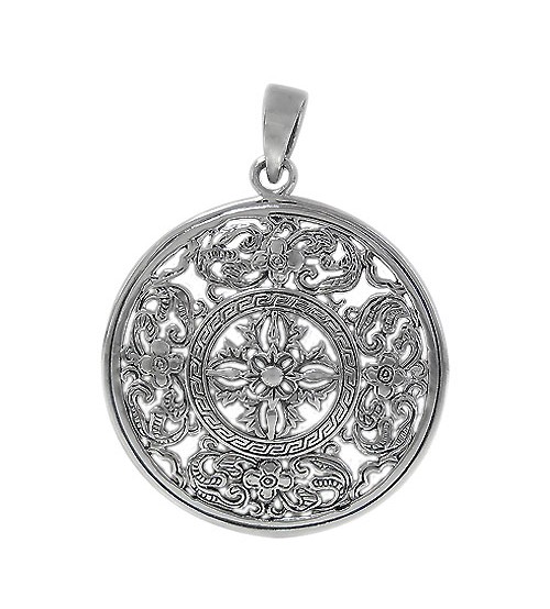 Round Filligree Design Pendant, Sterling Silver