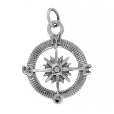 Compass Pendant, Sterling Silver