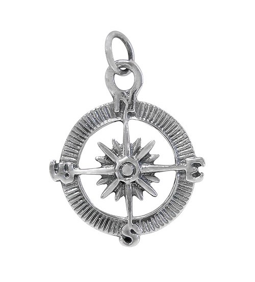 Compass Pendant, Sterling Silver