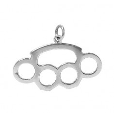 Brass Knuckle Pendant, Sterling Silver