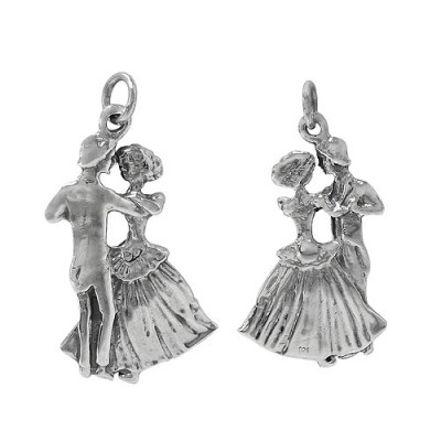 Dancing Couple Pendant, Sterling Silver