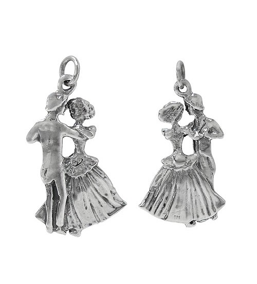 Dancing Couple Pendant, Sterling Silver