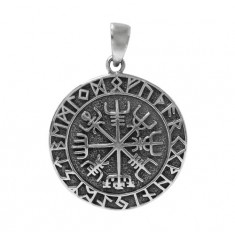 Viking Vegvisir Compass Pendant, Sterling Silver