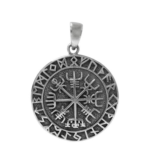 Viking Vegvisir Compass Pendant, Sterling Silver