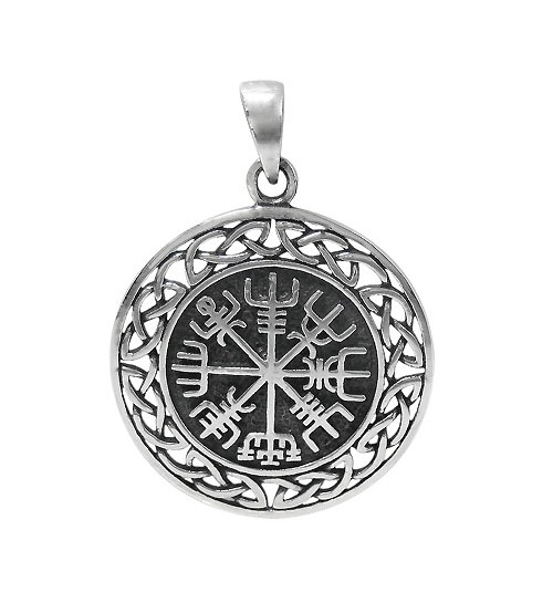 Viking Vegvisir Compass Pendant, Sterling Silver