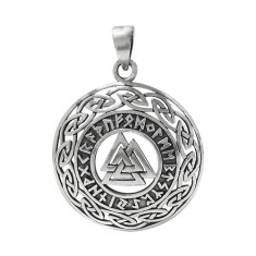 Valknut Knot Pendant, Sterling Silver