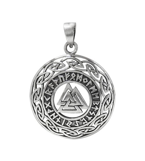 Valknut Knot Pendant, Sterling Silver