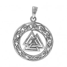 Valknut Knot Pendant, Sterling Silver