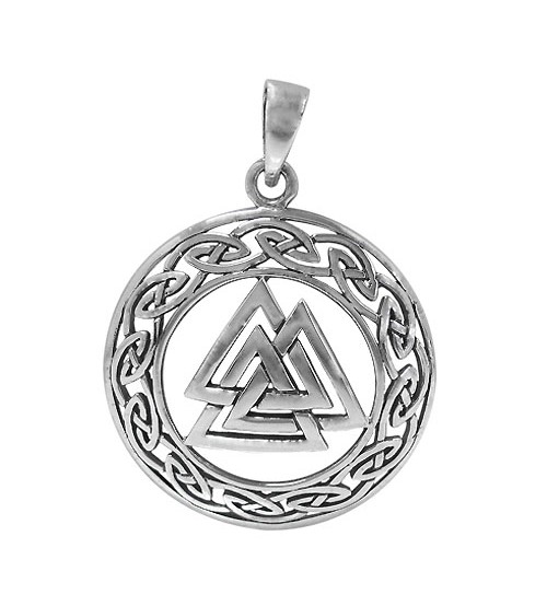 Valknut Knot Pendant, Sterling Silver