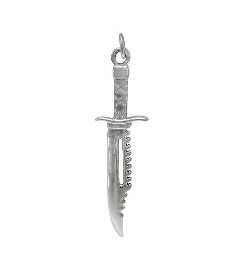 Combat Knife Pendant, Sterling Silver