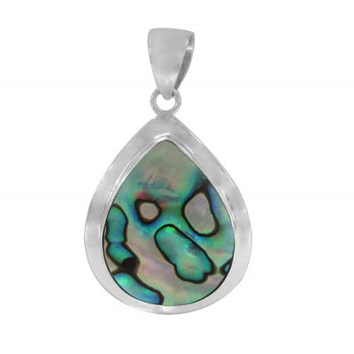 Teardrop Abalone Pendant, Sterling Silver