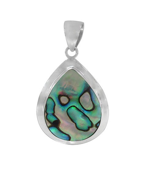 Teardrop Abalone Pendant, Sterling Silver