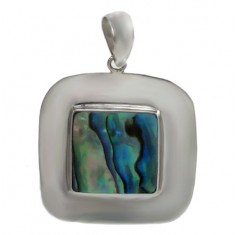 Square Abalone Pendant, Sterling Silver