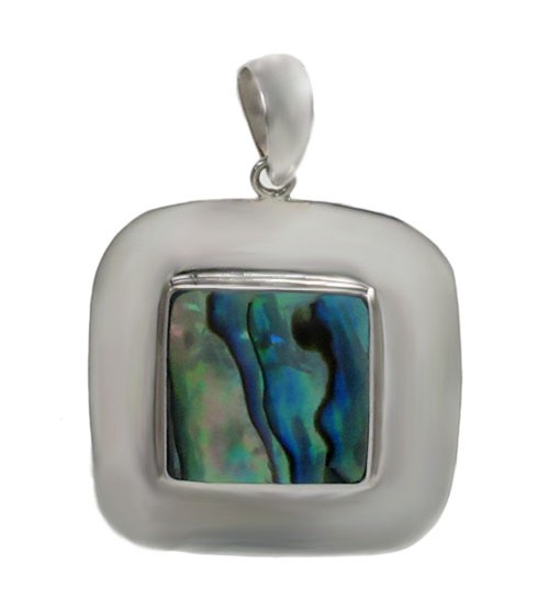 Square Abalone Pendant, Sterling Silver