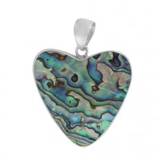 Heart Abalone Pendant, Sterling Silver