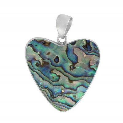 Heart Abalone Pendant, Sterling Silver