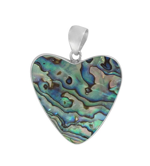 Heart Abalone Pendant, Sterling Silver