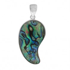 Unique Shape Abalone Pendant, Sterling Silver