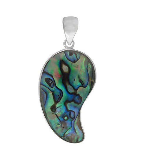 Unique Shape Abalone Pendant, Sterling Silver