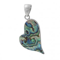 Heart Abalone Pendant, Sterling Silver