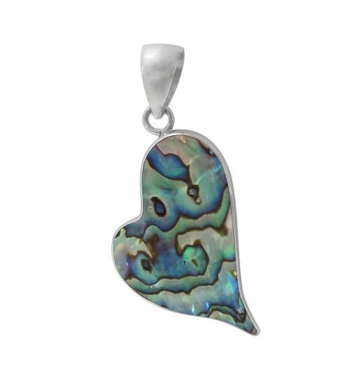 Heart Abalone Pendant, Sterling Silver