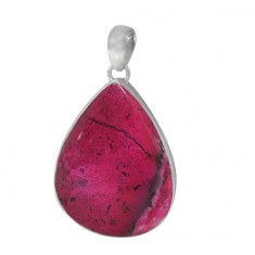 Teardrop Pink Agate Pendant, Sterling Silver