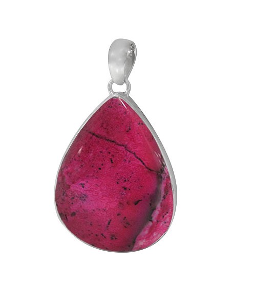 Teardrop Pink Agate Pendant, Sterling Silver