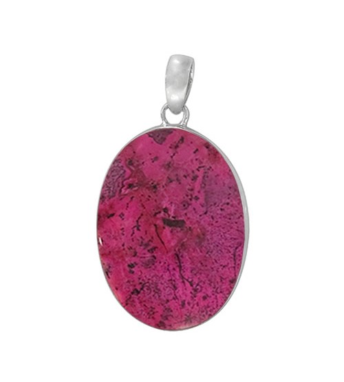 Oval Pink Agate Pendant, Sterling Silver