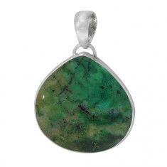 Teardrop Green Agate Pendant, Sterling Silver